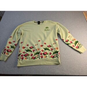 Disney Princess Tiana Floral Embroidered Crewneck Sweatshirt Light Green SM
